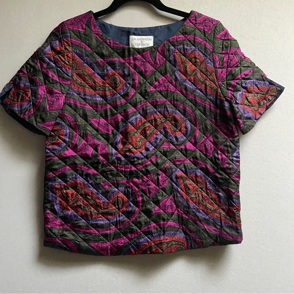 JW Anderson x Topshop Paisley Silk Quilted Top Sz 2 - Picture 1 of 8